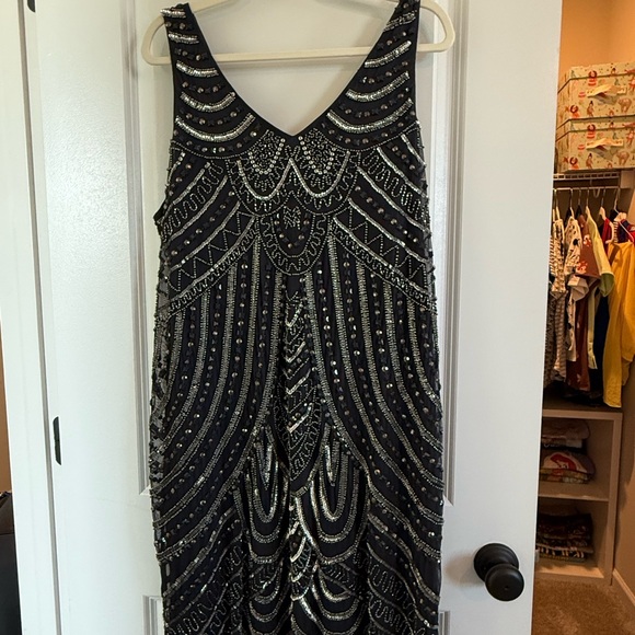 Modcloth Dresses & Skirts - ModCloth Beaded Black Evening Dress - Elegant V-Neck Statement Piece
